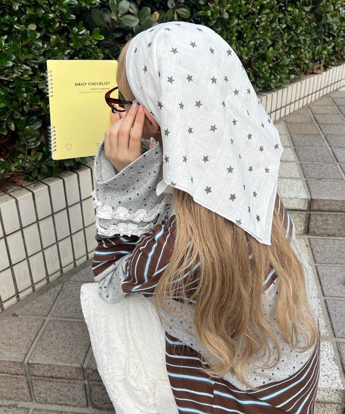 WC(ダブル シー)の「スターパターンバンダナ(バンダナ/スカーフ・レディース・ピンク/ホワイト・FREE)」の5枚目の写真