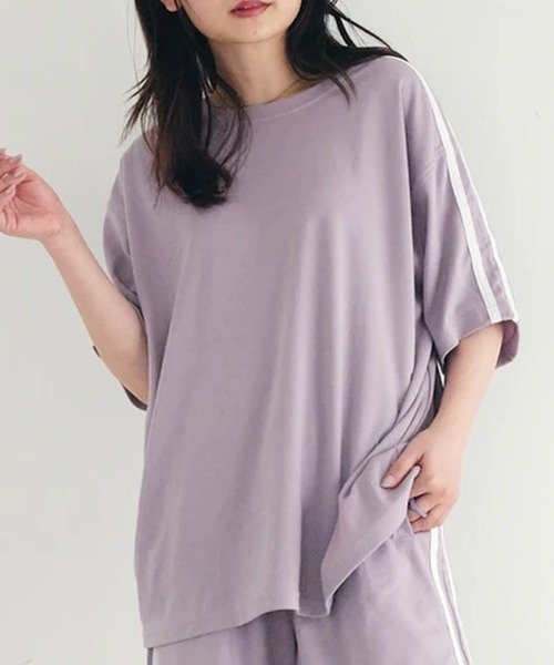merrylatte(メリーラテ)の「ライン入りTシャツ【IROHANI】(Tシャツ/カットソー・レディース・ブラック/パープル/グレー・FREE)」の3枚目の写真