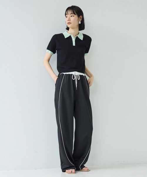 GALLEST（ギャレスト）の「【一部店舗限定】パイピング裏毛ワイドパンツ（その他パンツ・レディース・ブラック系4/グレー系4・38）」の12枚目の写真