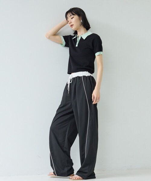 GALLEST（ギャレスト）の「【一部店舗限定】パイピング裏毛ワイドパンツ（その他パンツ・レディース・ブラック系4/グレー系4・38）」の13枚目の写真