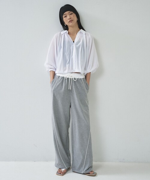 GALLEST（ギャレスト）の「【一部店舗限定】パイピング裏毛ワイドパンツ（その他パンツ・レディース・ブラック系4/グレー系4・38）」の7枚目の写真