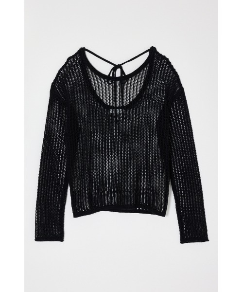 MOUSSY(マウジー)の「BOAT NECK MESH KNIT トップス(ニット/セーター・レディース・ブラック/ライトブルー/オフホワイト・FREE)」の4枚目の写真