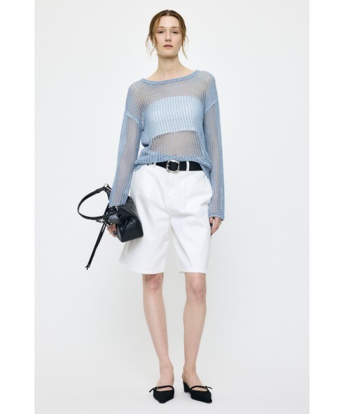 MOUSSY(マウジー)の「BOAT NECK MESH KNIT トップス(ニット/セーター・レディース・ブラック/ライトブルー/オフホワイト・FREE)」の7枚目の写真
