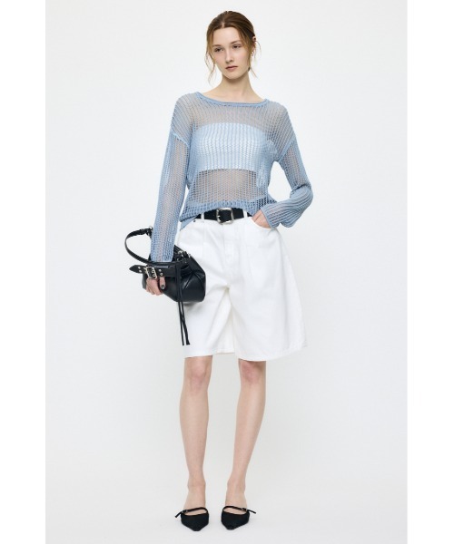 MOUSSY(マウジー)の「BOAT NECK MESH KNIT トップス(ニット/セーター・レディース・ブラック/ライトブルー/オフホワイト・FREE)」の8枚目の写真