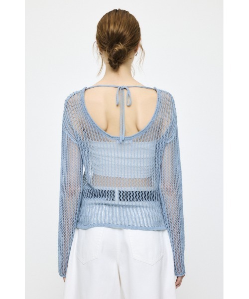 MOUSSY(マウジー)の「BOAT NECK MESH KNIT トップス(ニット/セーター・レディース・ブラック/ライトブルー/オフホワイト・FREE)」の11枚目の写真