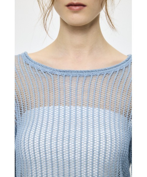 MOUSSY(マウジー)の「BOAT NECK MESH KNIT トップス(ニット/セーター・レディース・ブラック/ライトブルー/オフホワイト・FREE)」の12枚目の写真