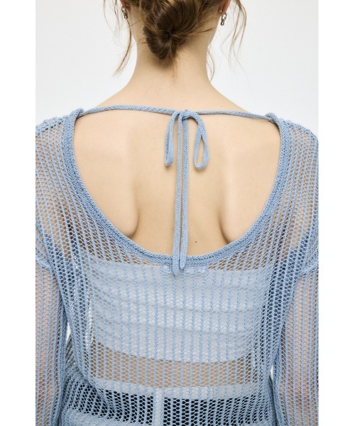 MOUSSY(マウジー)の「BOAT NECK MESH KNIT トップス(ニット/セーター・レディース・ブラック/ライトブルー/オフホワイト・FREE)」の13枚目の写真
