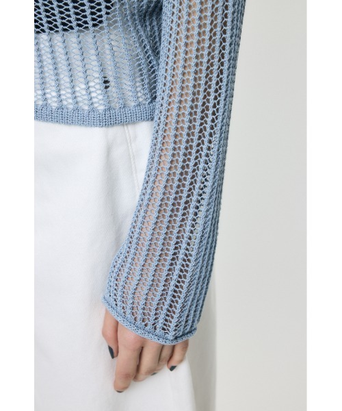 MOUSSY(マウジー)の「BOAT NECK MESH KNIT トップス(ニット/セーター・レディース・ブラック/ライトブルー/オフホワイト・FREE)」の14枚目の写真
