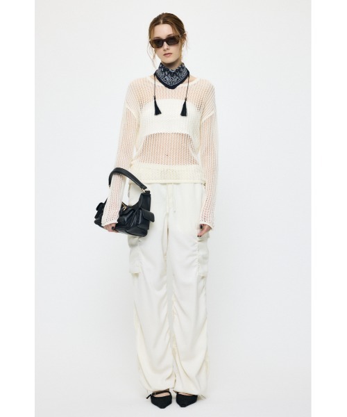 MOUSSY(マウジー)の「BOAT NECK MESH KNIT トップス(ニット/セーター・レディース・ブラック/ライトブルー/オフホワイト・FREE)」の20枚目の写真