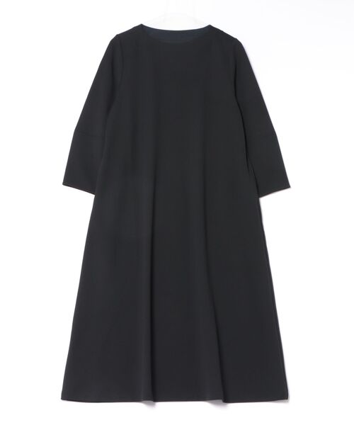 aunt lily(アントリリー)の「袖タックアクセント フォルムワンピース|Aラインワンピース ロングワンピース ラウンドネック ストレッチ 9分丈 きれいめ レイヤード(ワンピース・レディース・ブラック/レンガ・M/LL/L)」の15枚目の写真