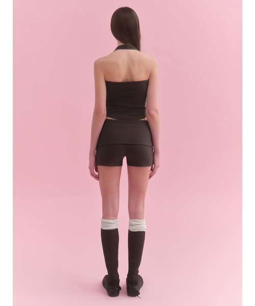 MUSINSA STANDARD WOMAN（ムシンサスタンダードウーマン）の「ウィメンズターンダウンマイクロジャージショーツ[ダークブラウン]（その他パンツ・レディース・その他・SMALL/MEDIUM/LARGE/X-SMALL）」の3枚目の写真