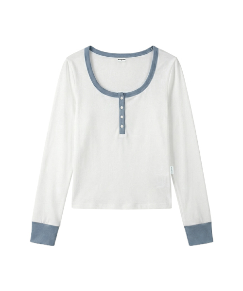 ESCAPEFROM（エスケープフロム）の「エッセンシャルヘンリーネックロングスリーブ [2カラー]（Tシャツ/カットソー・レディース・アイボリー/グレー・MEDIUM）」の10枚目の写真