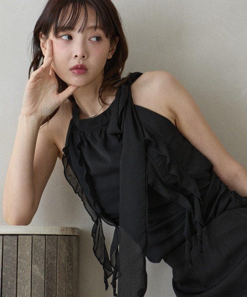 krahe(クレーエ)の「フリルリボンノースリーブブラウス(シャツ/ブラウス・レディース・ホワイト/ブラック/ホワイト系その他/ブルー系その他・FREE)」の3枚目の写真