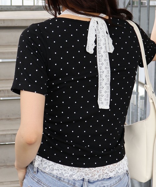 SpRay(スプレイ)の「テレコヘンリーネックホルタートップス(Tシャツ/カットソー・レディース・ブルー/アイボリー/ホワイト×ブラック/ブラック×ホワイト/グレー/ブラック・FREE)」の14枚目の写真