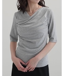 [接触冷感]アンチピリングフライスドレープ半袖Tシャツ