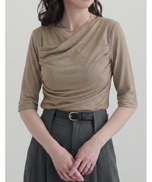[接触冷感]アンチピリングフライスドレープ半袖Tシャツ