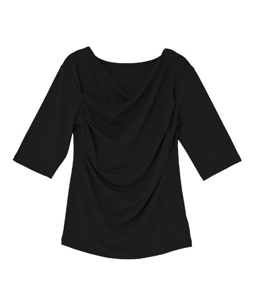 Re:EDIT（リエディ）の「[接触冷感]アンチピリングフライスドレープ半袖Tシャツ（Tシャツ/カットソー・レディース・ブラック/アイボリー/杢グレー/モカ・MEDIUM/LARGE）」の18枚目の写真