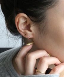 [silver925]ハートストーン ミニサイズフープピアス〈金属アレルギー対応〉