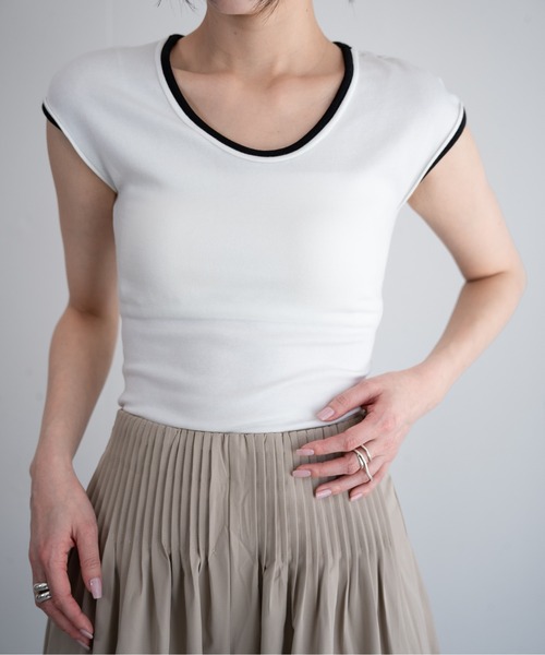 hwyl(ヒュイル)の「バイカラー リンガーTシャツ(Tシャツ/カットソー・レディース・ピンク/チャコールグレー/オフホワイト/チョコ・FREE)」の9枚目の写真