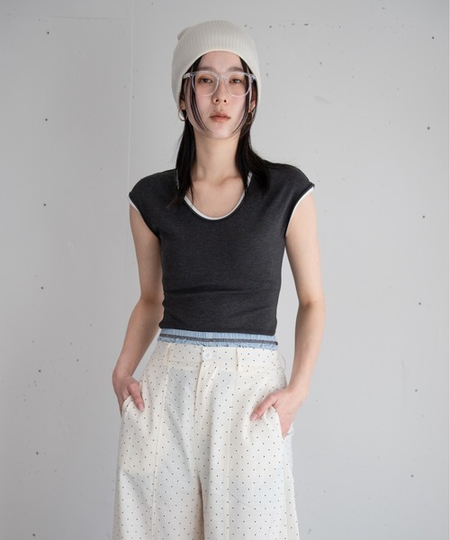 hwyl(ヒュイル)の「バイカラー リンガーTシャツ(Tシャツ/カットソー・レディース・ピンク/チャコールグレー/オフホワイト/チョコ・FREE)」の18枚目の写真