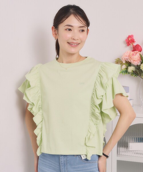 ITS'DEMO(イッツデモ)の「<Lee> RUFFLESLEEVES TEE(Tシャツ/カットソー・レディース・ライトイエロー系/ブラック/オフホワイト・00)」の3枚目の写真