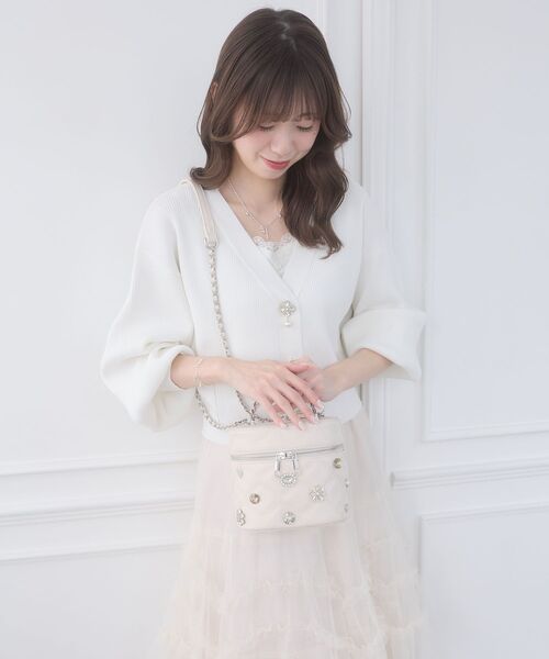 MAJESTIC LEGON(マジェスティックレゴン)の「チュールフリルティアードスカート(スカート・レディース・ブラック/アイボリー/ピンク・MEDIUM)」の4枚目の写真