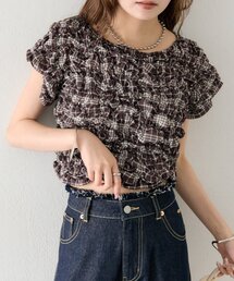 mystic | 【新色BRN】《6色展開/伸縮性あり◎》ふわふわシャーリングTシャツ(Tシャツ/カットソー)