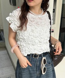 mystic | 《新色RED》ふわふわシャーリングTシャツ(Tシャツ/カットソー)