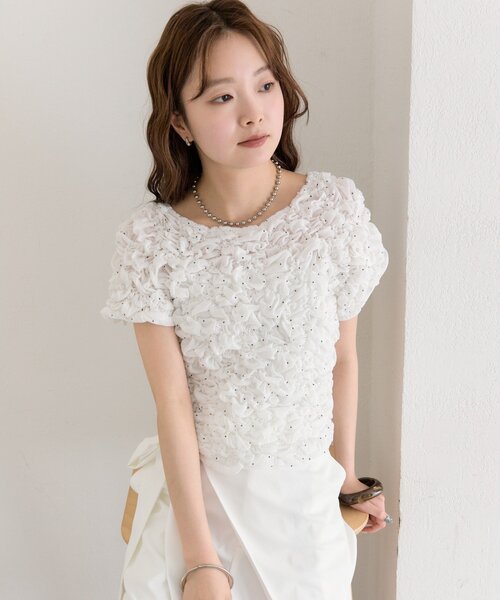 mystic(ミスティック)の「《新色RED》ふわふわシャーリングTシャツ(Tシャツ/カットソー・レディース・ブラック/オフホワイト/ピンク/ホワイト/レッド・FREE)」の14枚目の写真