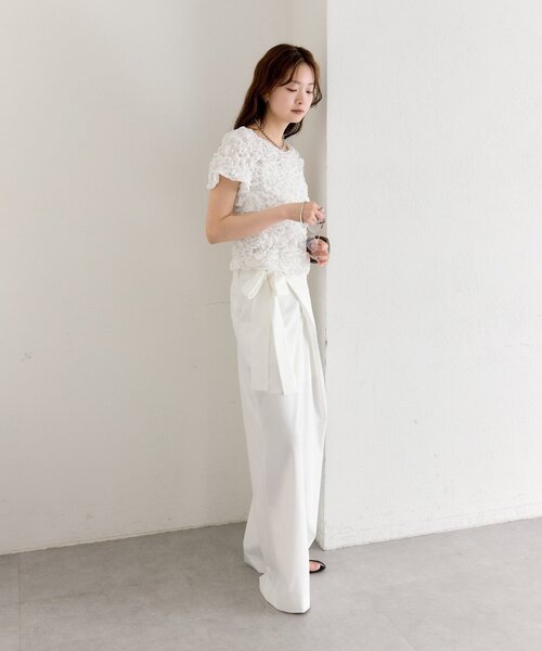 mystic(ミスティック)の「《新色RED》ふわふわシャーリングTシャツ(Tシャツ/カットソー・レディース・ブラック/オフホワイト/ピンク/ホワイト/レッド・FREE)」の17枚目の写真