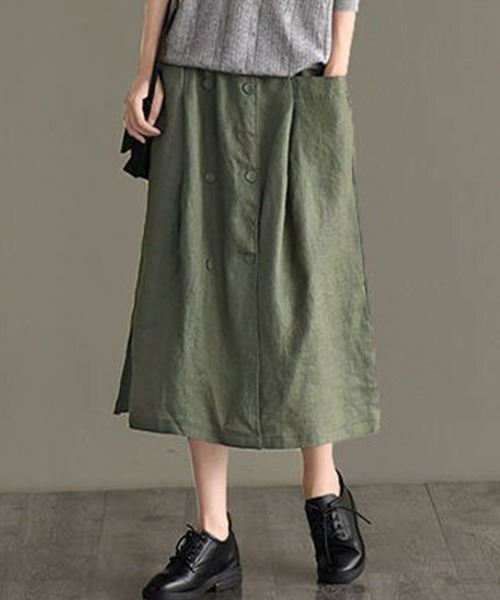 mielu(ミエル)の「ナチュラルAラインミディスカート(スカート・レディース・レッド/ベージュ/カーキ/ブラック・LARGE/MEDIUM)」の10枚目の写真