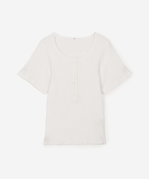 TICCA(ティッカ)の「TICCA | スーピマコットン テレコヘンリーネックTシャツ WOMEN(Tシャツ/カットソー・レディース・ホワイト/ブラック・F)」の2枚目の写真