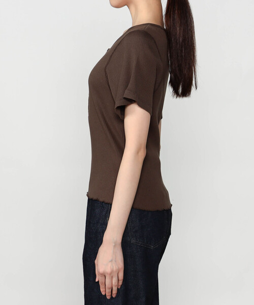 TICCA(ティッカ)の「TICCA | スーピマコットン テレコヘンリーネックTシャツ WOMEN(Tシャツ/カットソー・レディース・ホワイト/ブラック/カーキ・F)」の10枚目の写真
