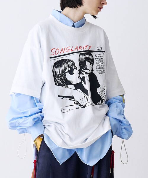 SeeSew(シーソー)の「【UNISEX】HAND DREW PRINT TEE/ハンドドローイングプリントTシャツ(Tシャツ/カットソー・メンズ・ブラック/ホワイト・M/L)」の2枚目の写真
