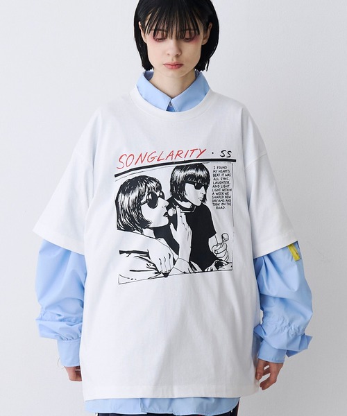 SeeSew(シーソー)の「【UNISEX】HAND DREW PRINT TEE/ハンドドローイングプリントTシャツ(Tシャツ/カットソー・メンズ・ブラック/ホワイト・M/L)」の7枚目の写真