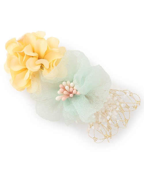 petit main(プティマイン)の「お花ヘアクリップ(バレッタ/ヘアクリップ・キッズ・アイボリー/ピンク/ミント・F)」の2枚目の写真