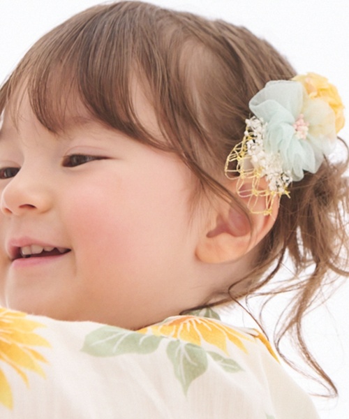 petit main(プティマイン)の「お花ヘアクリップ(バレッタ/ヘアクリップ・キッズ・アイボリー/ピンク/ミント・F)」の6枚目の写真