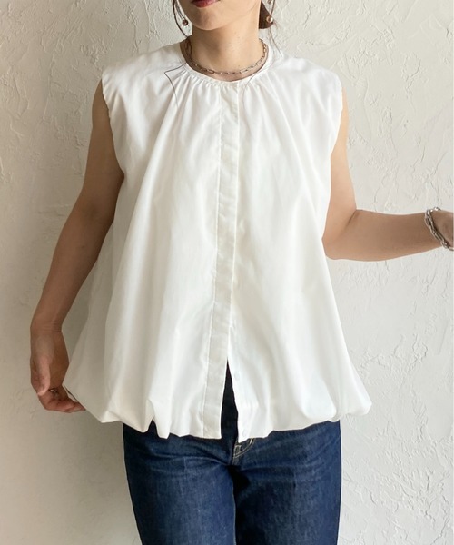 She's Closet(シーズクローゼット)の「ノースリーブ 裾バルーン ブラウス ボリュームトップス(シャツ/ブラウス・レディース・ホワイト/ブルー/ブラック・FREE)」の1枚目の写真