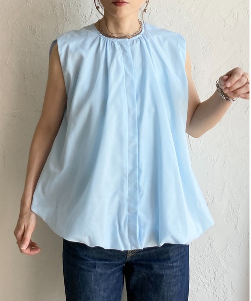 She's Closet(シーズクローゼット)の「ノースリーブ 裾バルーン ブラウス ボリュームトップス(シャツ/ブラウス・レディース・ホワイト/ブルー/ブラック・FREE)」の3枚目の写真