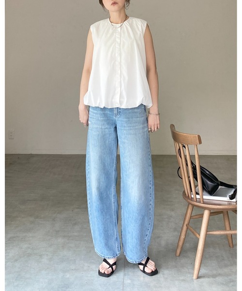 She's Closet(シーズクローゼット)の「ノースリーブ 裾バルーン ブラウス ボリュームトップス(シャツ/ブラウス・レディース・ホワイト/ブルー/ブラック・FREE)」の15枚目の写真