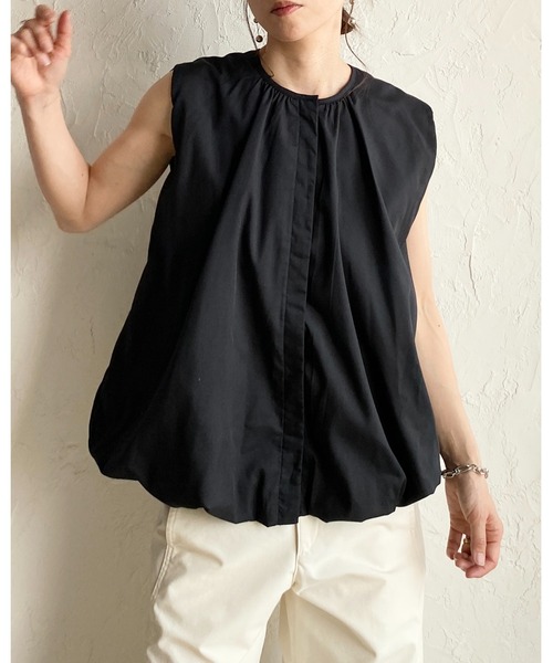She's Closet(シーズクローゼット)の「ノースリーブ 裾バルーン ブラウス ボリュームトップス(シャツ/ブラウス・レディース・ホワイト/ブルー/ブラック・FREE)」の4枚目の写真