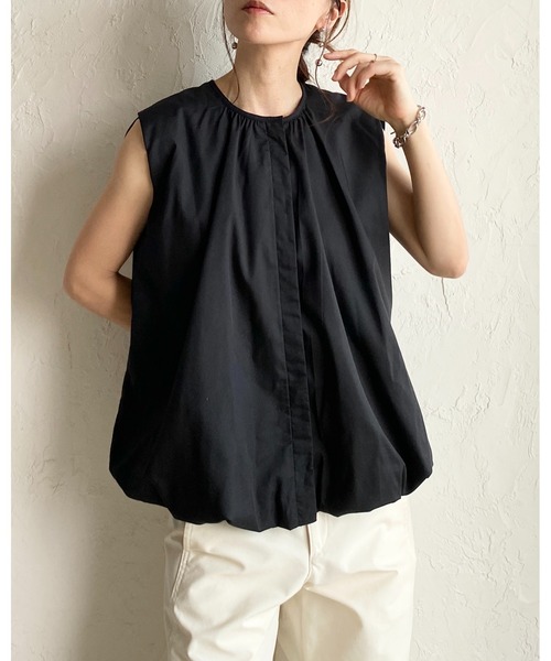She's Closet(シーズクローゼット)の「ノースリーブ 裾バルーン ブラウス ボリュームトップス(シャツ/ブラウス・レディース・ホワイト/ブルー/ブラック・FREE)」の5枚目の写真
