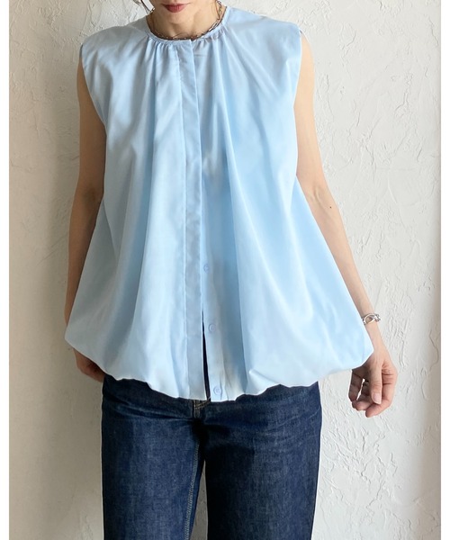 She's Closet(シーズクローゼット)の「ノースリーブ 裾バルーン ブラウス ボリュームトップス(シャツ/ブラウス・レディース・ホワイト/ブルー/ブラック・FREE)」の6枚目の写真