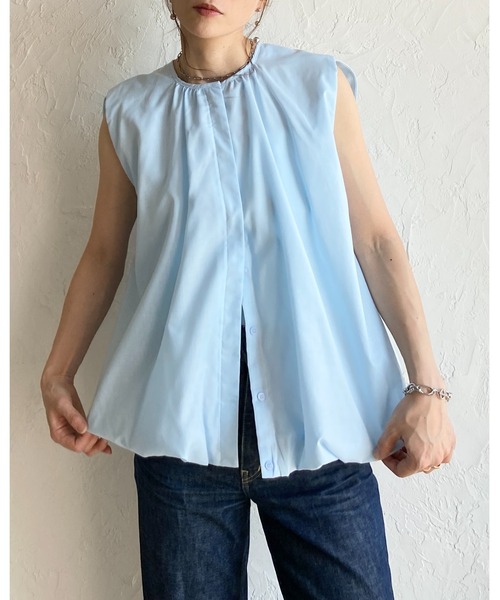 She's Closet(シーズクローゼット)の「ノースリーブ 裾バルーン ブラウス ボリュームトップス(シャツ/ブラウス・レディース・ホワイト/ブルー/ブラック・FREE)」の7枚目の写真