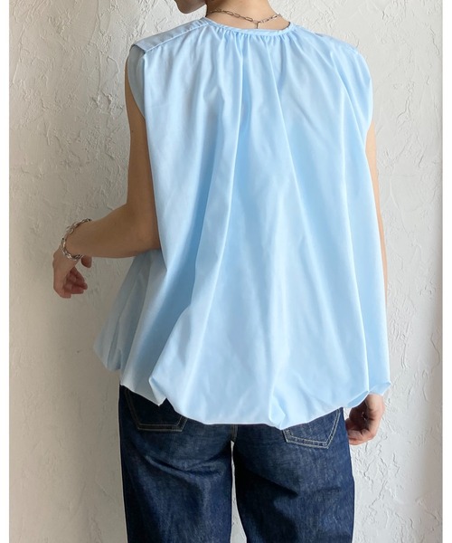 She's Closet(シーズクローゼット)の「ノースリーブ 裾バルーン ブラウス ボリュームトップス(シャツ/ブラウス・レディース・ホワイト/ブルー/ブラック・FREE)」の9枚目の写真