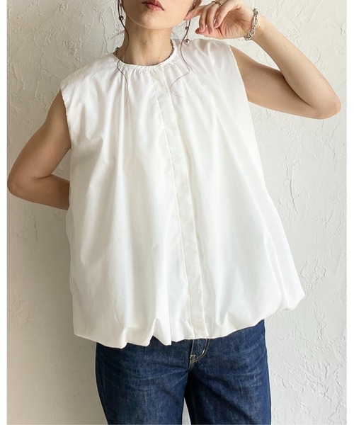 She's Closet(シーズクローゼット)の「ノースリーブ 裾バルーン ブラウス ボリュームトップス(シャツ/ブラウス・レディース・ホワイト/ブルー/ブラック・FREE)」の10枚目の写真