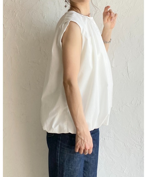 She's Closet(シーズクローゼット)の「ノースリーブ 裾バルーン ブラウス ボリュームトップス(シャツ/ブラウス・レディース・ホワイト/ブルー/ブラック・FREE)」の11枚目の写真