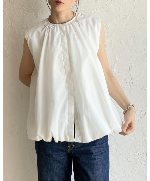 She's Closet(シーズクローゼット)の「ノースリーブ 裾バルーン ブラウス ボリュームトップス(シャツ/ブラウス・レディース・ホワイト/ブルー/ブラック・FREE)」の14枚目の写真