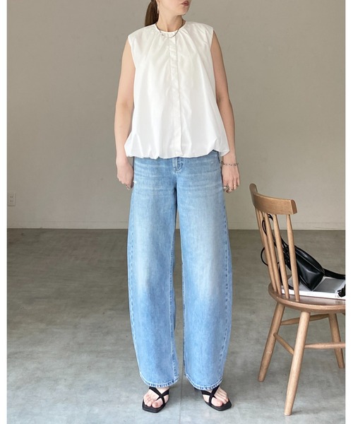 She's Closet(シーズクローゼット)の「ノースリーブ 裾バルーン ブラウス ボリュームトップス(シャツ/ブラウス・レディース・ホワイト/ブルー/ブラック・FREE)」の16枚目の写真