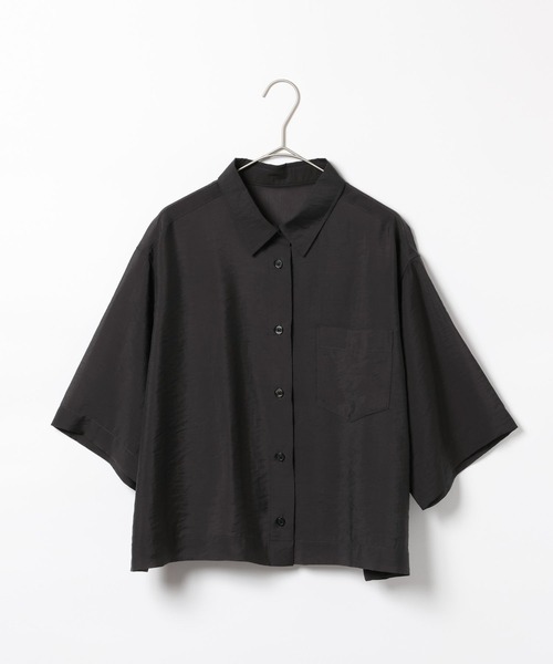 GLOBAL WORK（グローバルワーク）の「シルキータッチシアーシャツ5分袖/636672（シャツ/ブラウス・レディース・オフホワイト/チャコールグレー/カーキ/ブルー・LARGE/MEDIUM）」の17枚目の写真